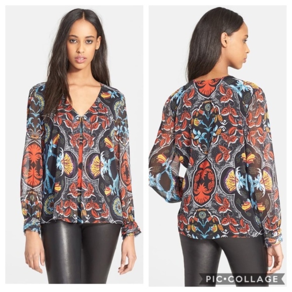 Alice + Olivia Deandra Floral Blouse Women's S